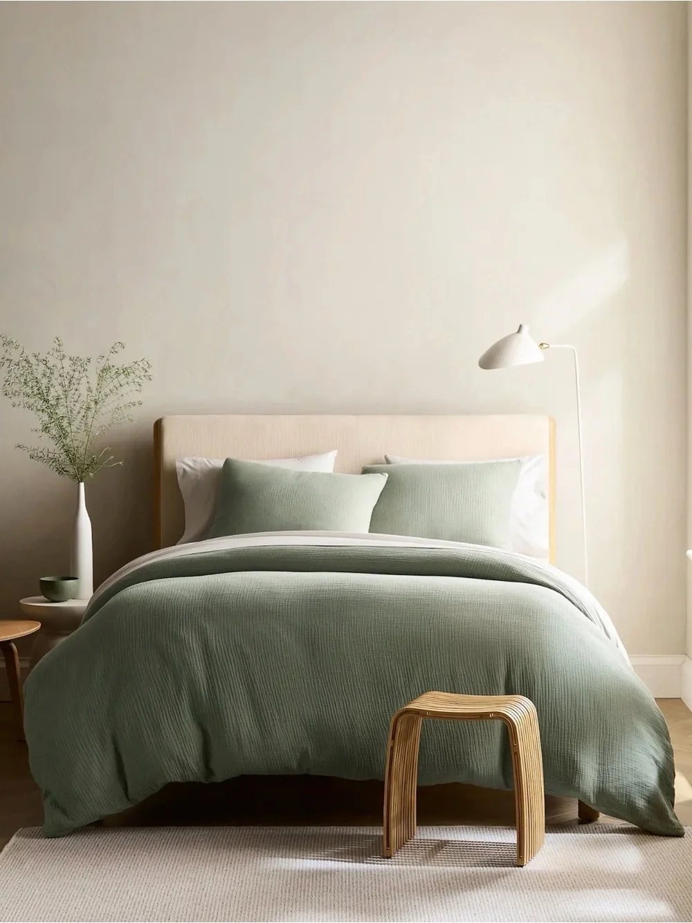 Quince NWOT Cotton Gauze Duvet Cover Set in Dried Sage King/Cal King 1037
